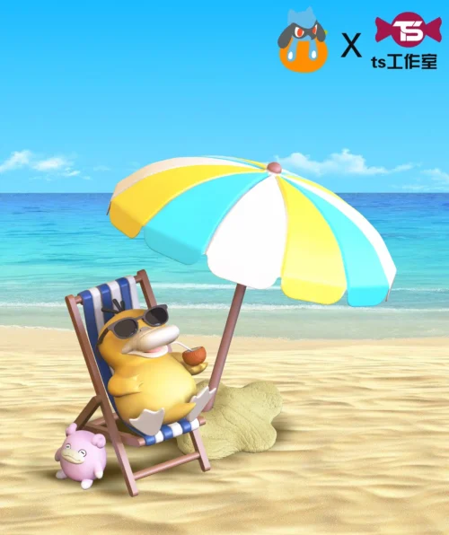 Summer Holiday Psyduck - Pokemon Statue - TS Studios