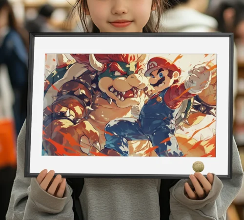 A3 & 4K Size Mario VS Koopa Decorative Painting - Super Mario Decoration Painting - HuangGua Studio