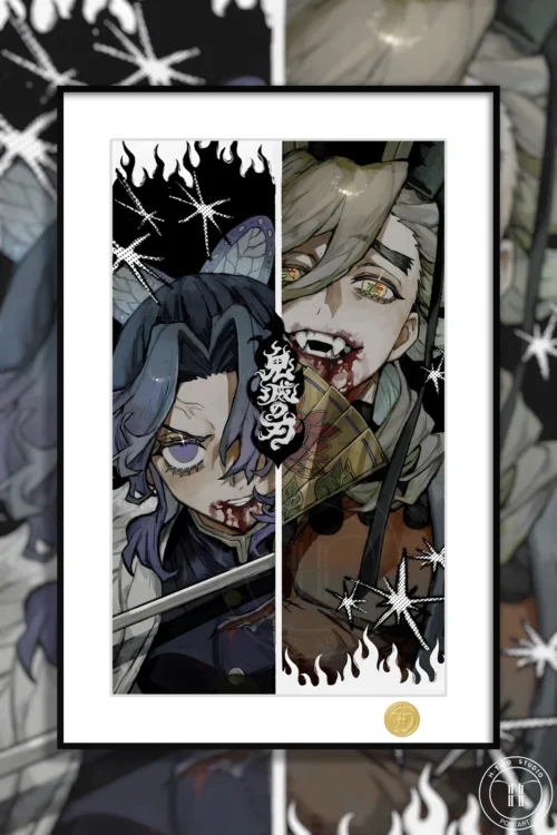 Shinobu Kocho VS Douma Decorative Painting - Demon Slayer: Kimetsu No Yaiba - H-TWO Studio