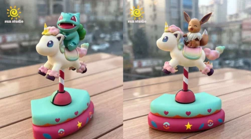 Merry-Go-Round Series 005 Bulbasaur & 006 Eevee - Pokemon Resin Statue - sun Studio