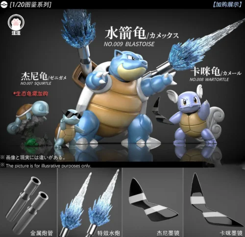 1/20 Scale World Zukan Evolution of Blastoise Set - Pokemon Resin Statue - Wang Wang Studio