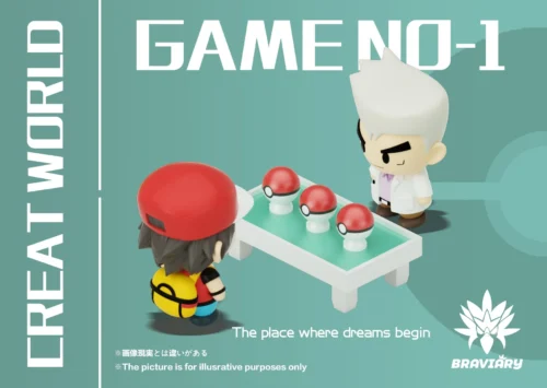 Console Series 001 Red & Professor Samuel Oak - Pokemon Statue - Braviary Studio