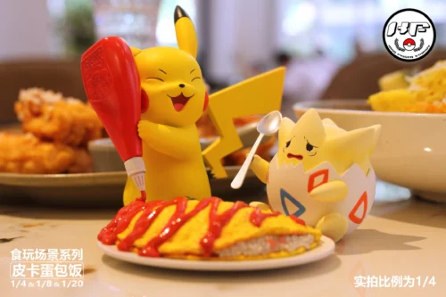 1/20 & 1/8 & 1/4 Scale World Zukan Pikachu & Togepi Making Omelet Rice - Pokemon Resin Statue - King Finger Studios