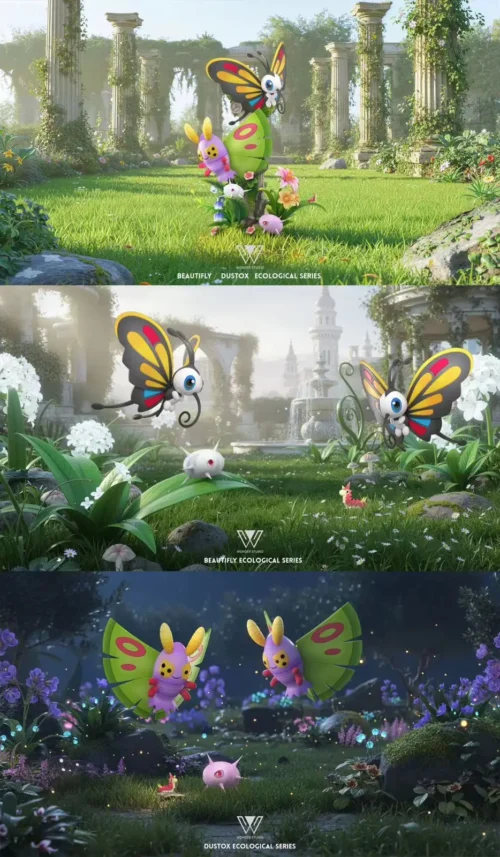1/20 Scale World Zukan Evolution of Beautifly Set & Dustox Set - Pokemon Statue - Wonder Studio
