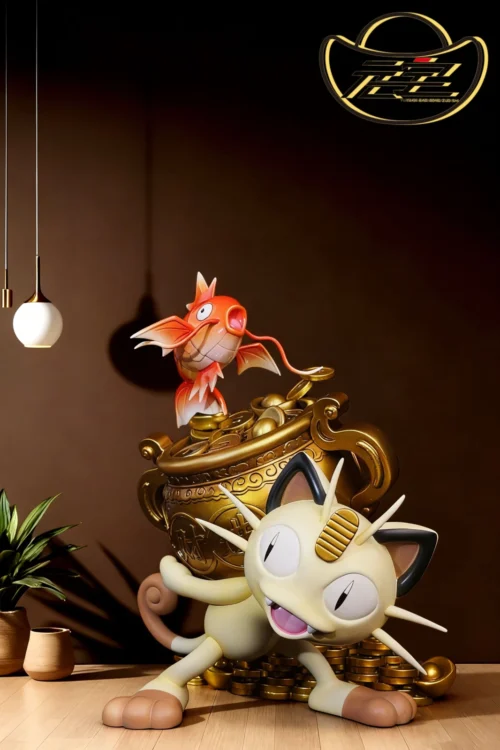 Lucky Meowth Carrying Treasure Bowl - Pokemon Resin Statue - YuanBao Studio
