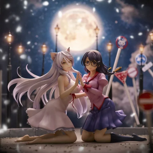 Black Hanekawa & Tsubasa Hanekawa - Nekomonogatari Official Statue - Union Creative