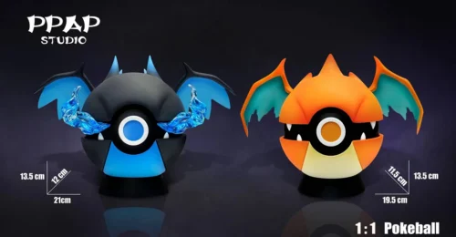 1/1 Scale Pokemon Style Mega Charizard X & Mega Charizard Y Poké Ball - Pokemon Resin Statue - PPAP Studios