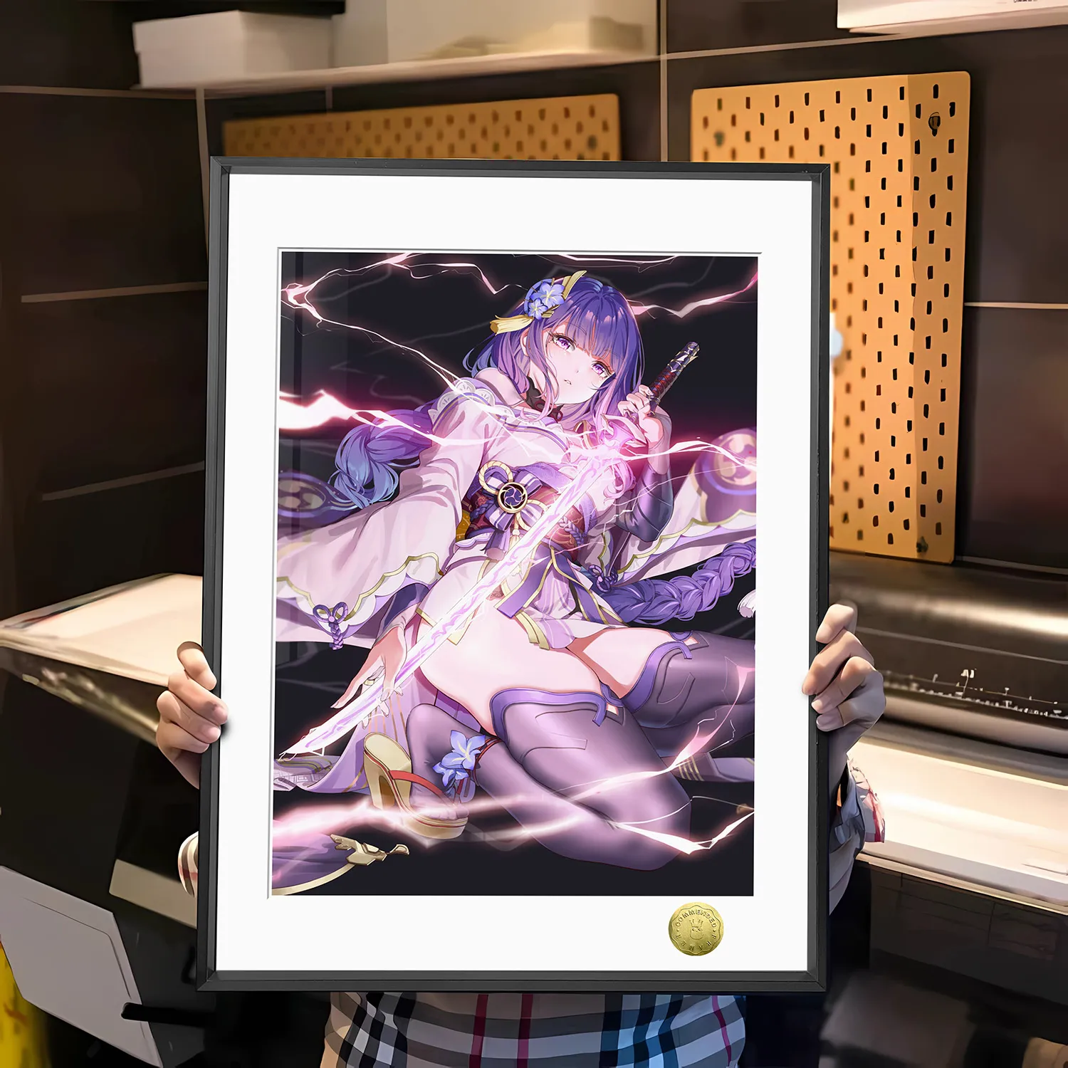 A3 & 4K Size One Slash of No Conception Raiden Shogun Decorative Painting - Genshin Impact Decoration Painting - HuangGua Studio - Image 1