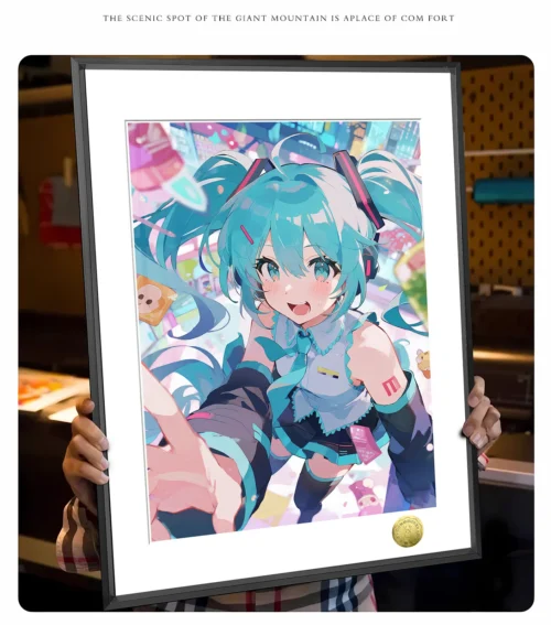 A3 & 4K Size Cheerful Girl Hatsune Miku Decorative Painting - VOCALOID Decoration Painting - HuangGua Studio - Image 2