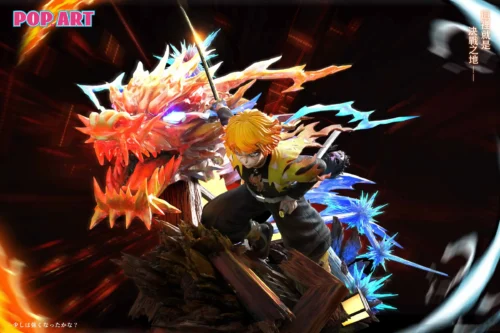 1/6 Scale Fire and Thunder Zenitsu Agatsuma with LED - Demon Slayer: Kimetsu No Yaiba Resin Statue - POP.ART Studio - Image 1