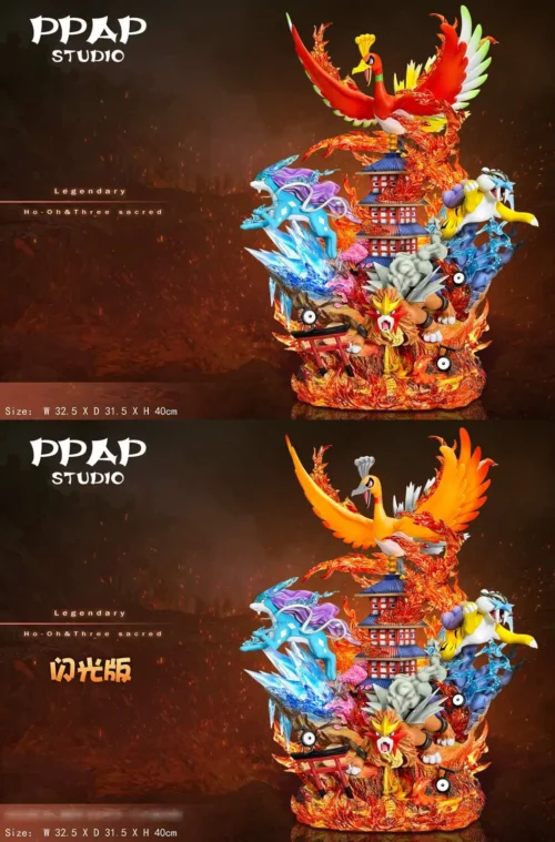 Ho-Oh & Legendary Beasts with LED - Pokemon Resin Statue - PPAP Studios