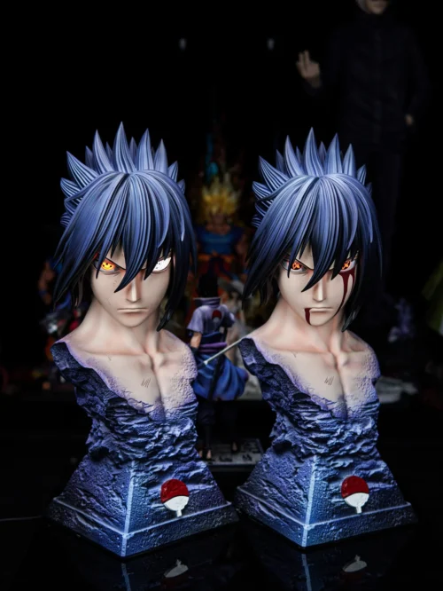 1/1 Scale Sasuke Uchiha Bust Statue with LED - Naruto Resin Statue - YiSheng Studio