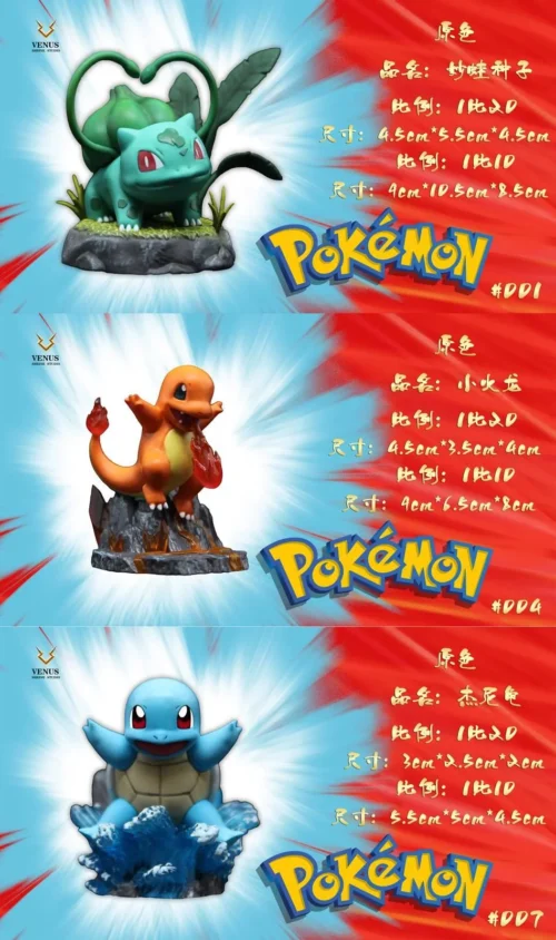 1/20 & 1/10 Scale World Zukan Bulbasaur & Charmander & Squirtle - Pokemon Resin Statue - Verve Studio - Image 1