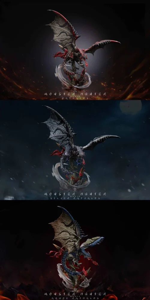 Rathalos & Silver Rathalos & Azure Rathalos - MONSTER HUNTER WORLD Resin Statue - Edge Studio - Image 1