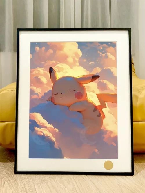 Pikachu Laying on Clouds Decorative Painting - Pokemon - Xingkong Studio - Image 1