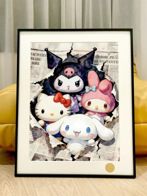 Sanrio Friends Popping out from Newspaper Decorative Painting - Hello Kitty - Xingkong Studio
