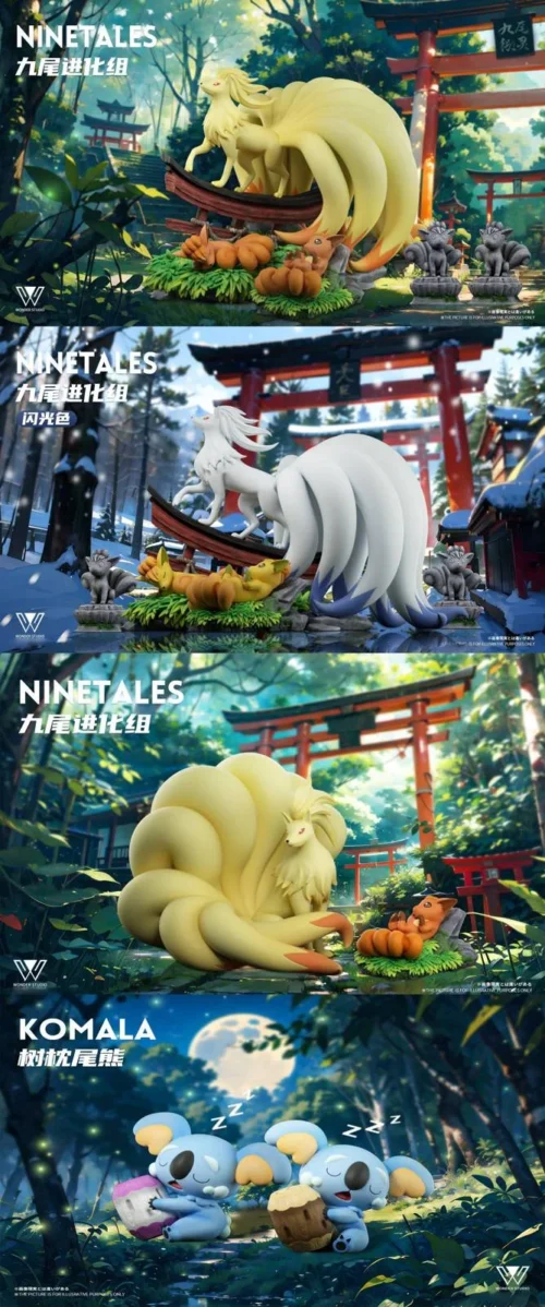 1/20 Scale World Zukan Evolution of Ninetales Set & Komala - Pokemon Resin Statue - Wonder Studio - Image 1