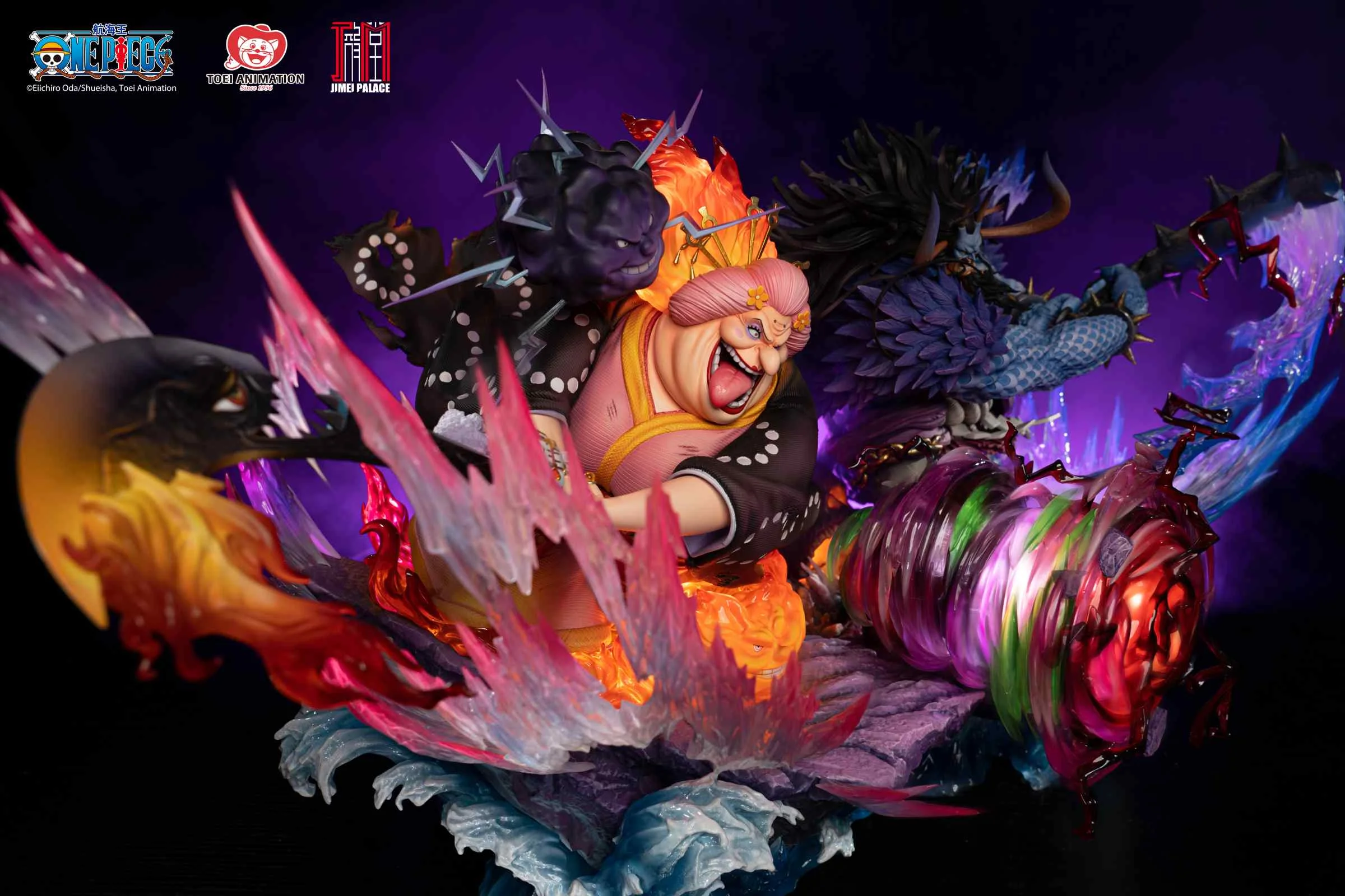 Licensed Big Mom Charlotte Linlin & Kaido with LED - ONE PIECE Resin Statue - JIMEI Palace Studios - Image 5
