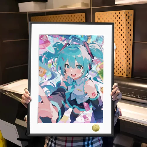 A3 & 4K Size Cheerful Girl Hatsune Miku Decorative Painting - VOCALOID Decoration Painting - HuangGua Studio - Image 1