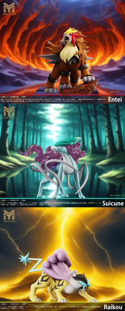 1/20 Scale World Zukan Three Legendary Beasts - Pokemon Resin Statue - My-Studio - Image 1