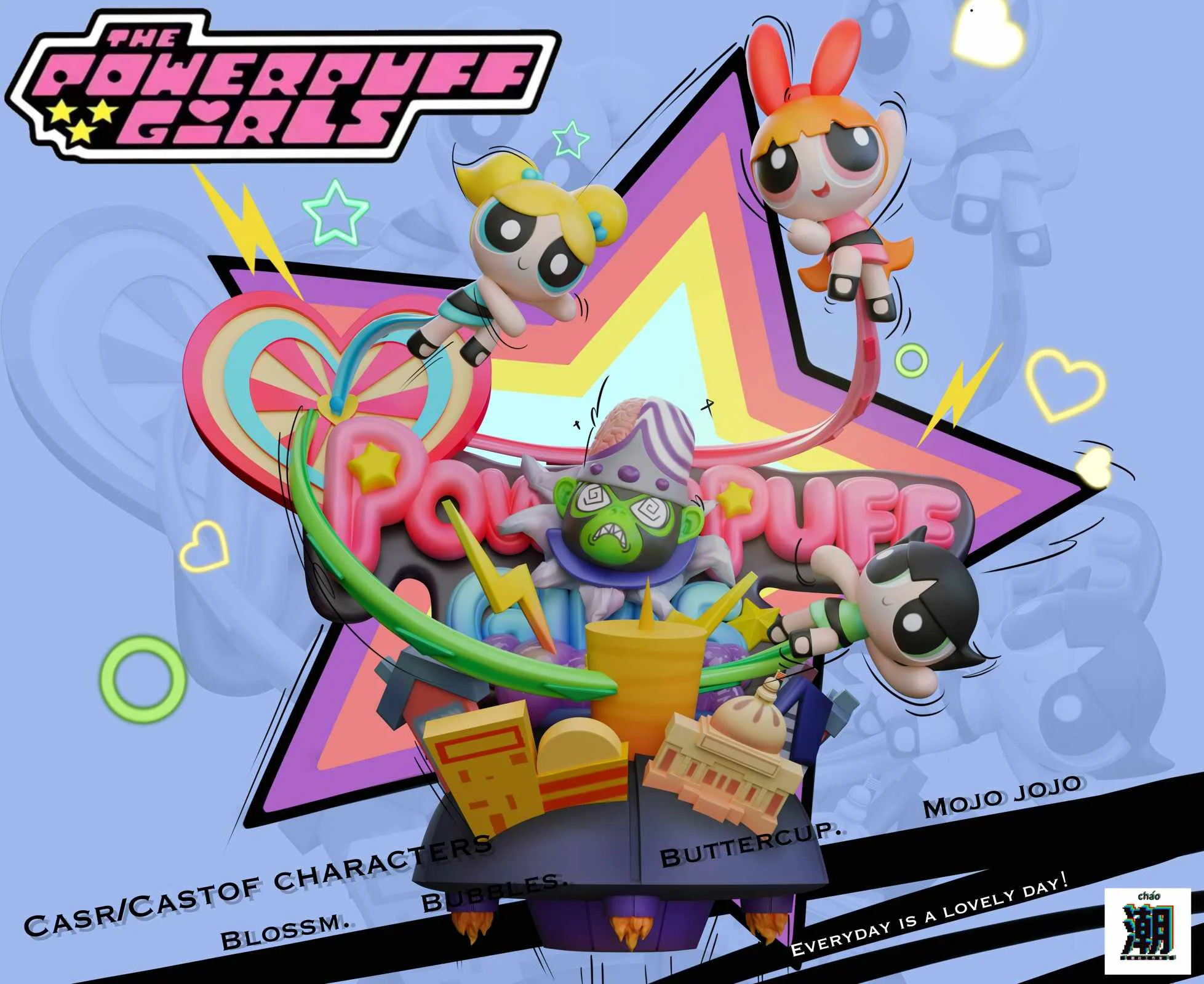 The Powerpuff Girls VS Mojo Jojo - The Powerpuff Girls Statue - ChaoShe Studio - Image 1