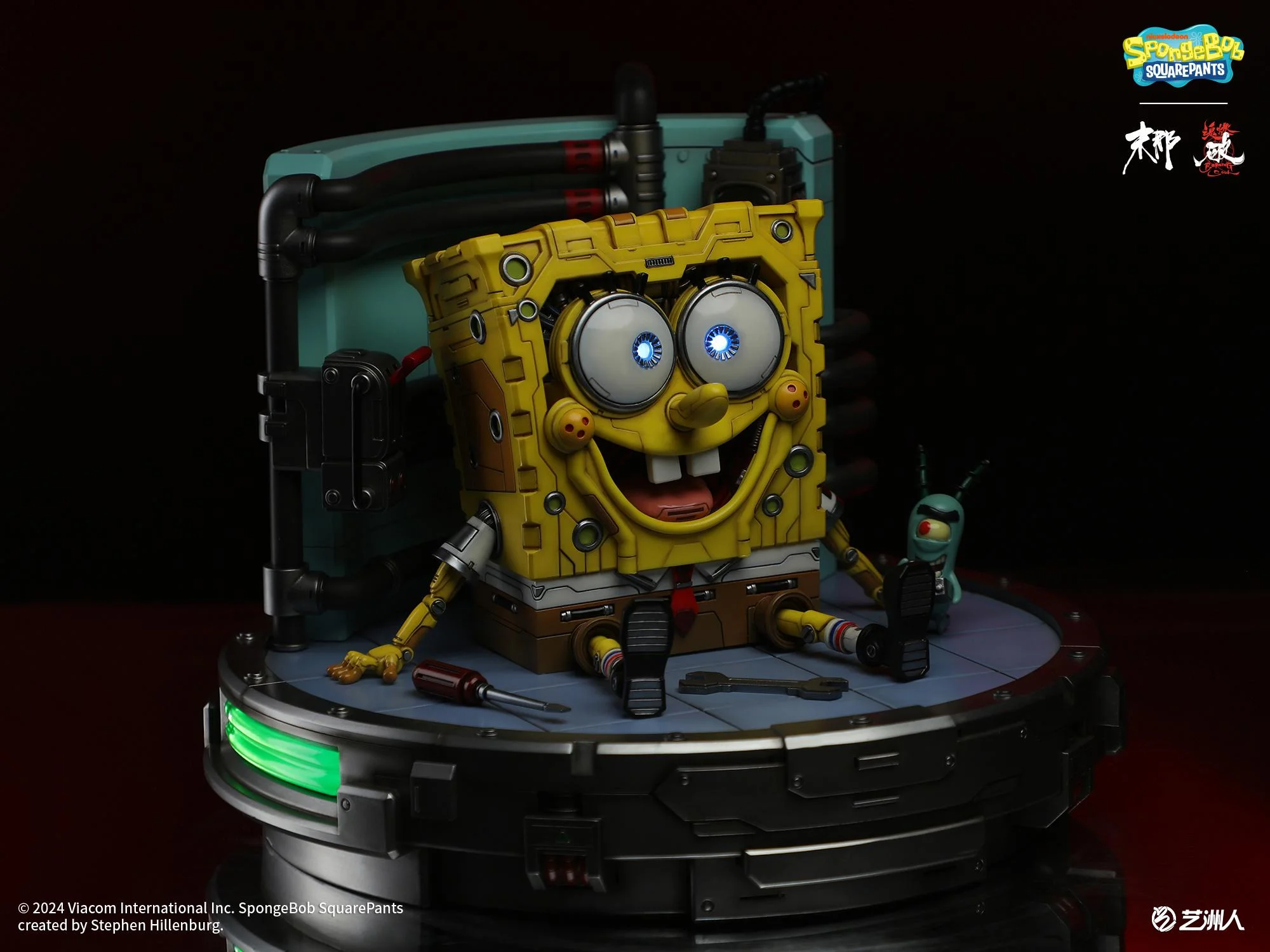 Licensed Cyber Mechanical SpongeBob with LED - SpongeBob SquarePants Resin Statue - MoNaHunRan Studio - Image 3