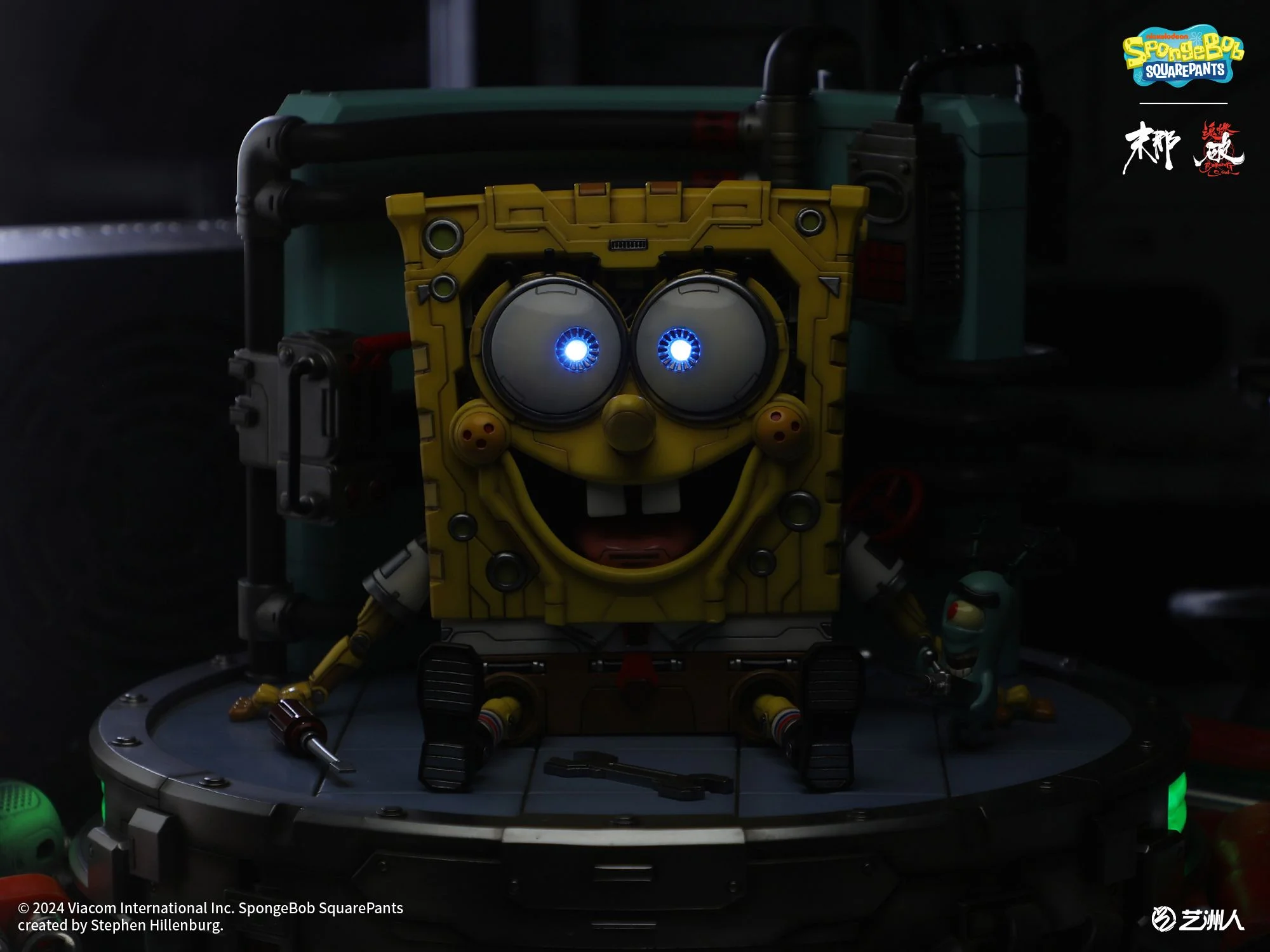 Licensed Cyber Mechanical SpongeBob with LED - SpongeBob SquarePants Resin Statue - MoNaHunRan Studio - Image 8