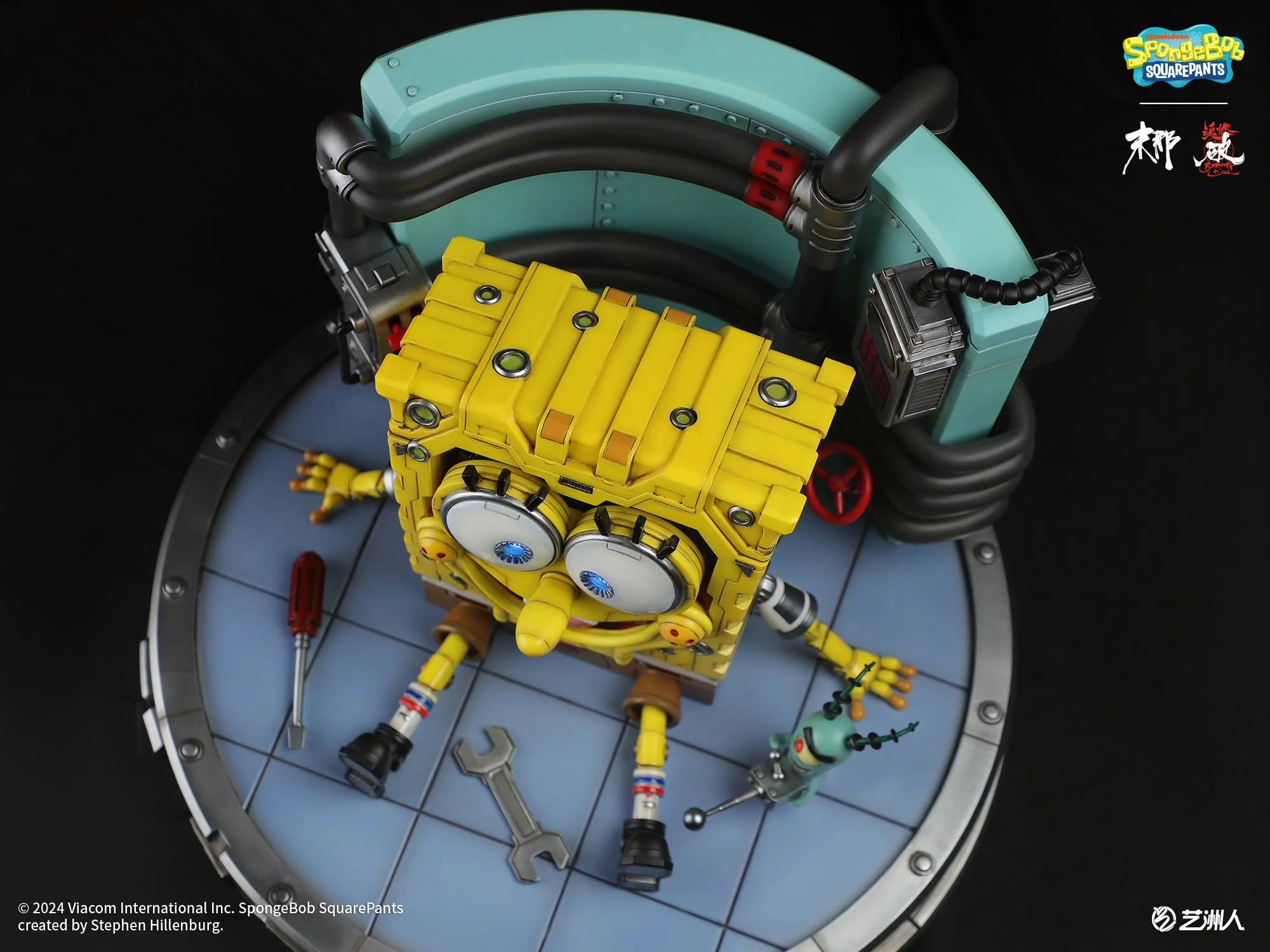 Licensed Cyber Mechanical SpongeBob with LED - SpongeBob SquarePants Resin Statue - MoNaHunRan Studio - Image 9