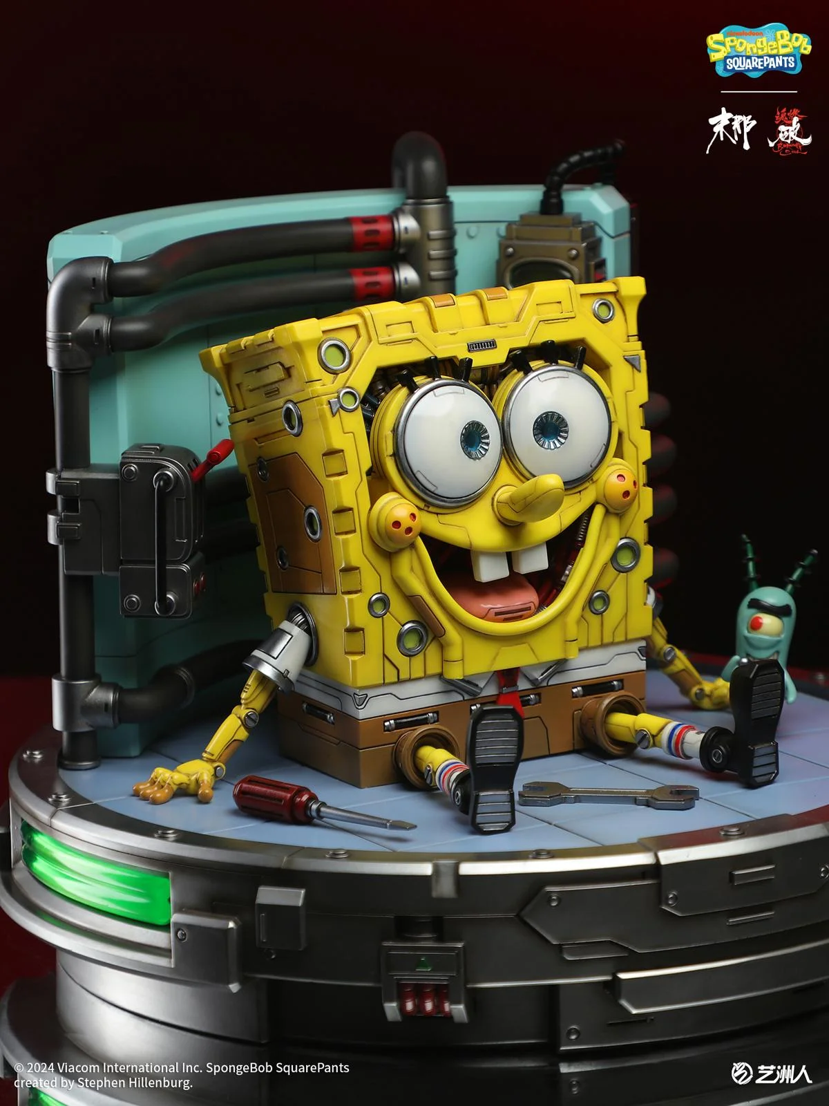 Licensed Cyber Mechanical SpongeBob with LED - SpongeBob SquarePants Resin Statue - MoNaHunRan Studio - Image 10