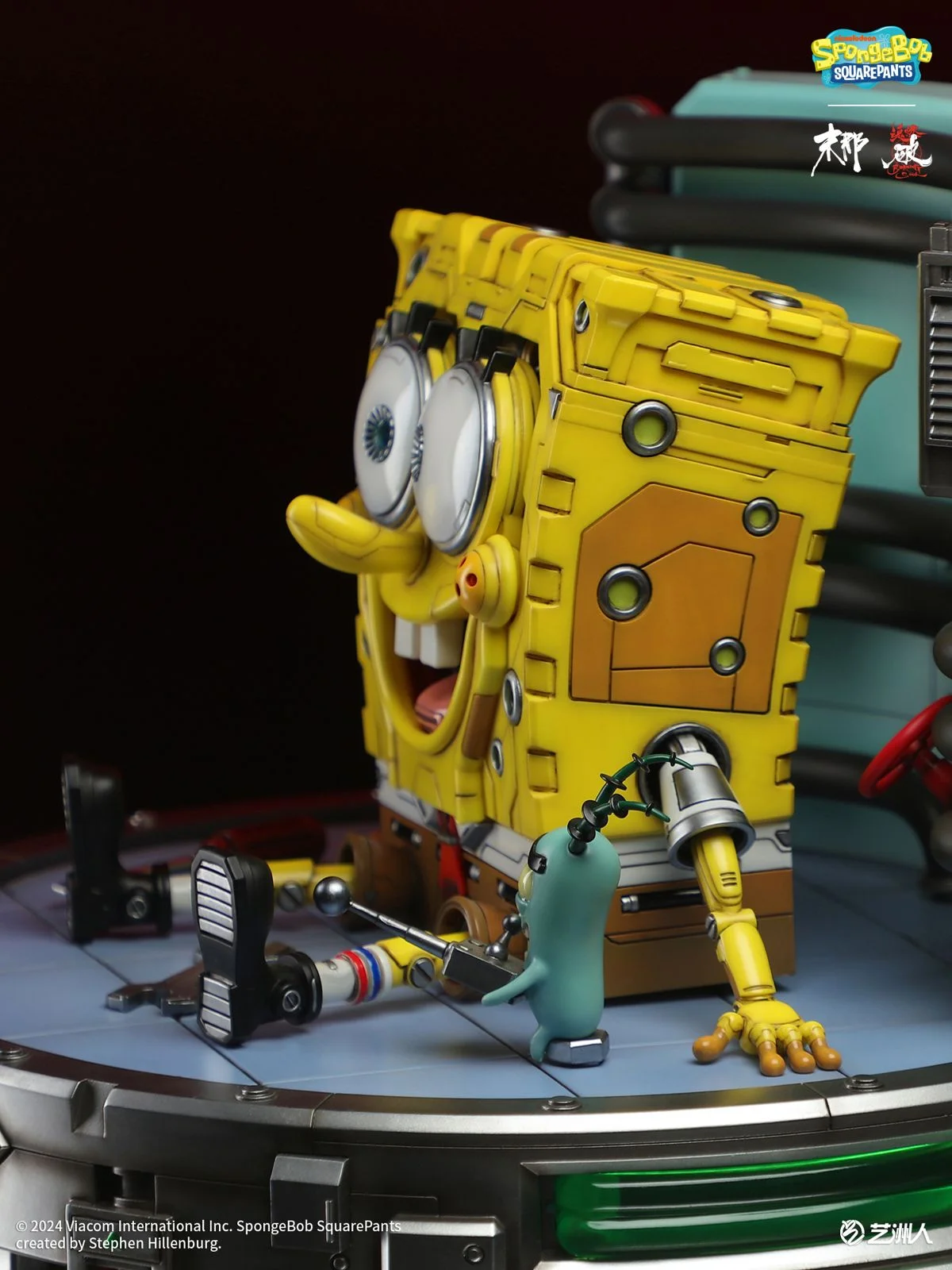 Licensed Cyber Mechanical SpongeBob with LED - SpongeBob SquarePants Resin Statue - MoNaHunRan Studio - Image 12