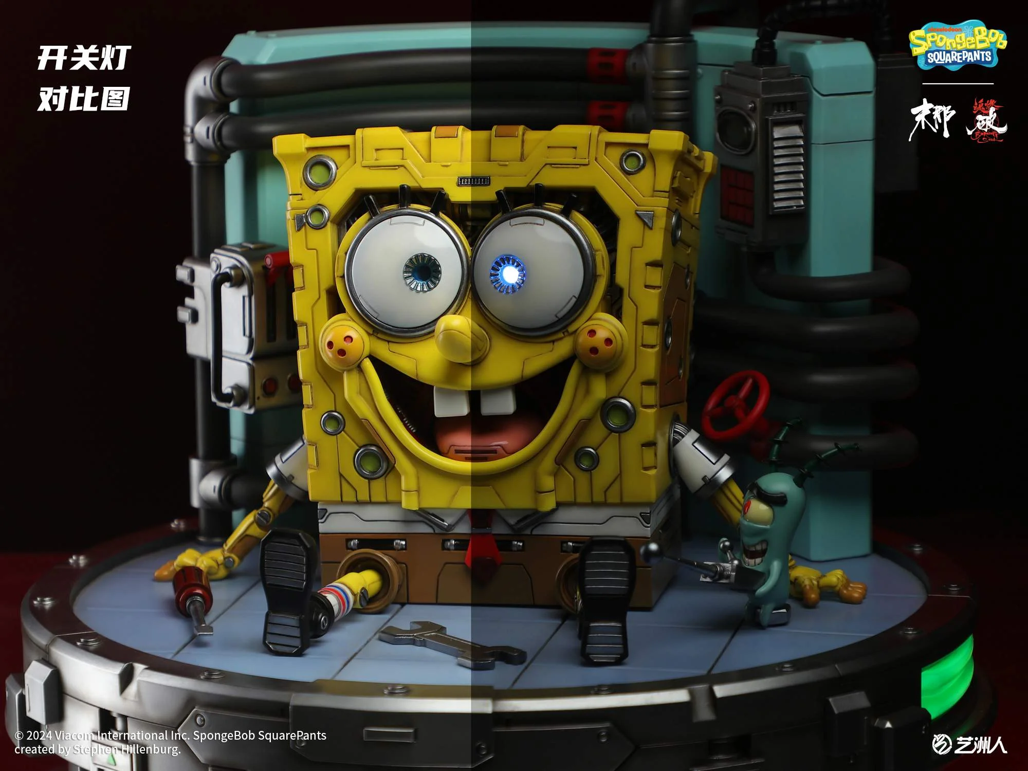 Licensed Cyber Mechanical SpongeBob with LED - SpongeBob SquarePants Resin Statue - MoNaHunRan Studio - Image 17