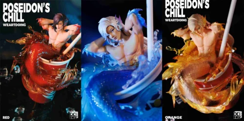 Poseidon's Chill Red & Blue & Orange - Original Design Resin Statue - WeArtDoing - Image 1