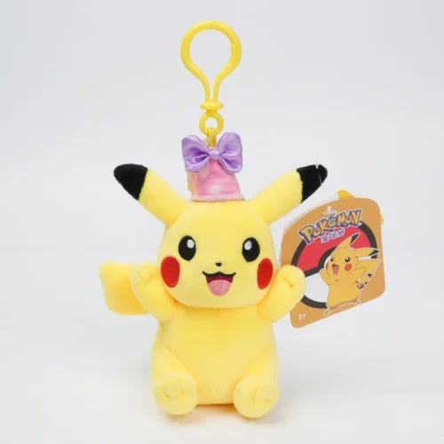 Licensed Pink Party Hat Pikachu Super Soft Short Plush Doll Charms - Free Shipping - Pokemon [In Stock] - Image 1