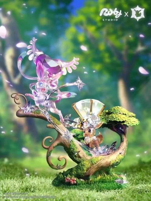 Terastallized Eevee Forest Series 001 Sylveon & Eevee - Pokemon Resin Statue - Ruby Studio - Image 2