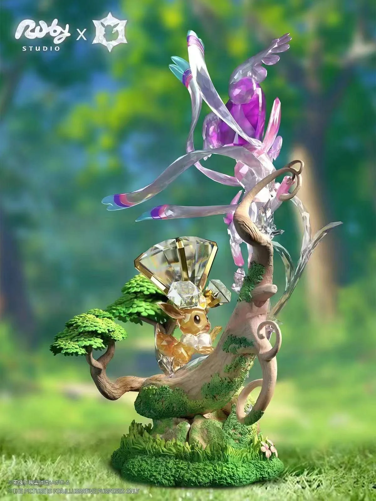 Terastallized Eevee Forest Series 001 Sylveon & Eevee - Pokemon Resin Statue - Ruby Studio - Image 4