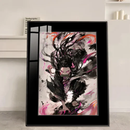 Ink Style Nezuko Kamado Decorative Painting - Demon Slayer: Kimetsu No Yaiba Decorative Painting - JuZi Studio