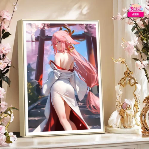 Spring Season Yae Miko Decorative Painting - Genshin Impact Decorative Painting - AMaoHuaShe Studio - Image 1