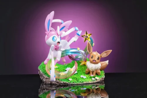 Eevee Family Series 008 Sylveon & Little Eevee - Pokemon Resin Statue - Digital Monster Studio - Image 2
