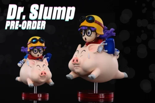 WCF Scale Penguin Village Series 015 Norimaki Arare Ridding a Pig & Running Piggy - Dr. Slump Resin Statue - LeaGue Studios - Image 1