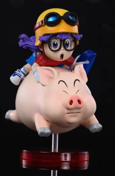 WCF Scale Penguin Village Series 015 Norimaki Arare Ridding a Pig & Running Piggy - Dr. Slump Resin Statue - LeaGue Studios - Image 2
