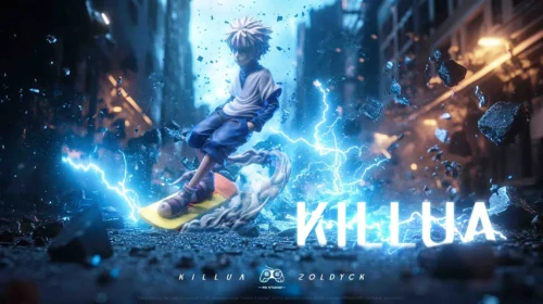 1/6 Scale Skateboard Killua Zoldyck - HUNTER X HUNTER Resin Statue - PG Studio - Image 1