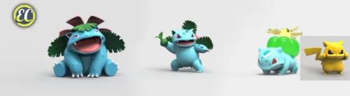 1/20 Scale World Zukan Evolution of Venusaur Set & Pikachu - Pokemon Statue - EC-Studio - Image 1