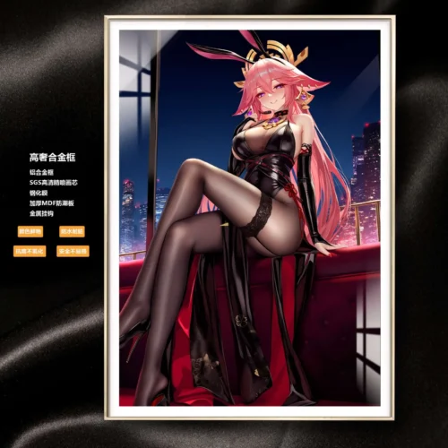 Black Silk Stocking Ver. Yae Miko Decorative Painting - Genshin Impact Decorative Painting - AMaoHuaShe Studio - Image 1