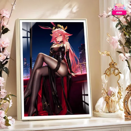 Black Silk Stocking Ver. Yae Miko Decorative Painting - Genshin Impact Decorative Painting - AMaoHuaShe Studio - Image 2