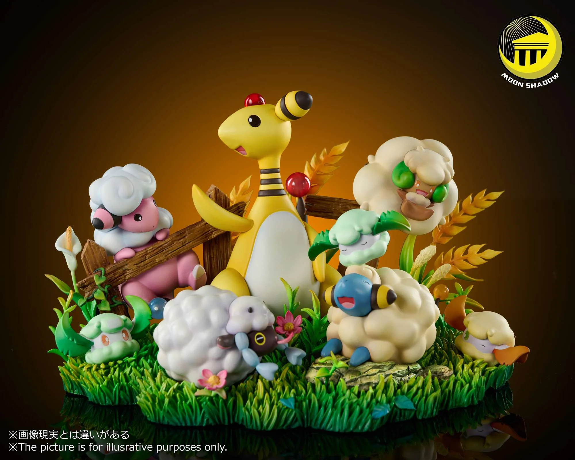 Natural Scene Series Ampharos Family - Pokemon Resin Statue - Moon Shadow Studios - Image 2