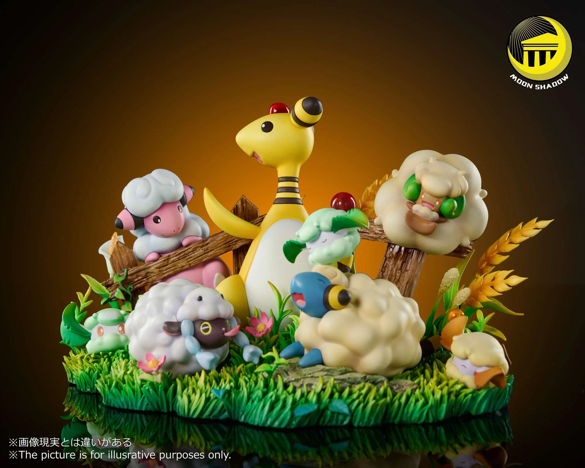 Natural Scene Series Ampharos Family - Pokemon Resin Statue - Moon Shadow Studios - Image 3