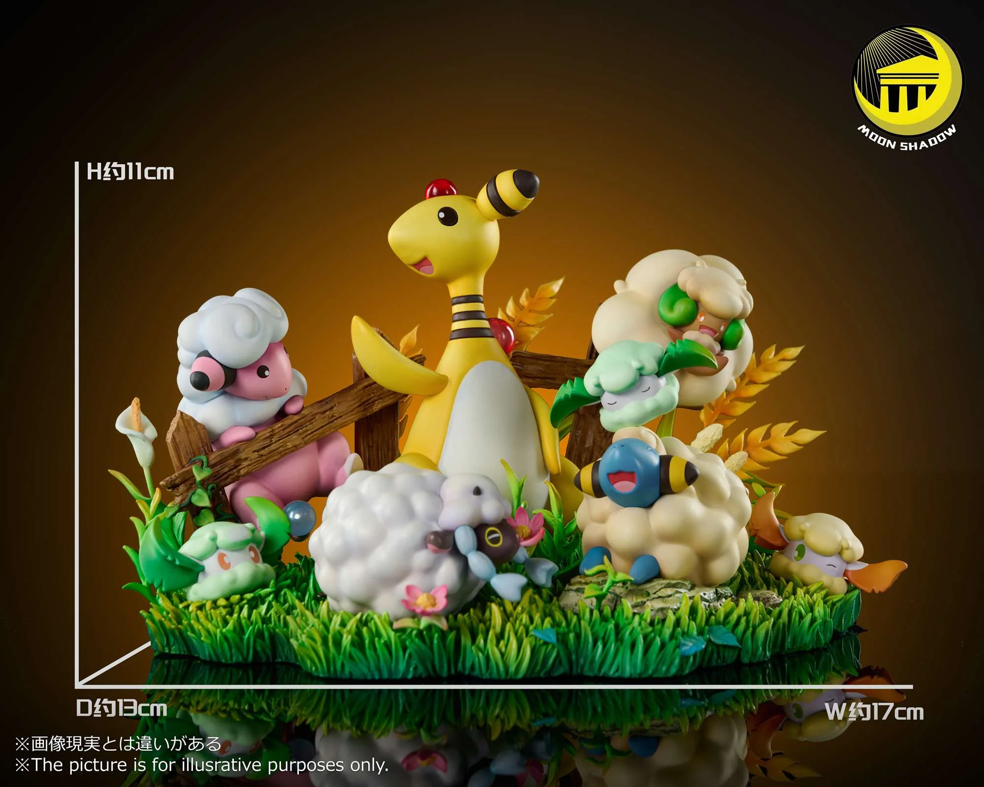 Natural Scene Series Ampharos Family - Pokemon Resin Statue - Moon Shadow Studios - Image 7