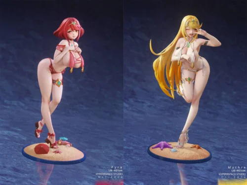 1/6 Scale Mythra & Pyra - Xenoblade Chronicles Resin Statue - Hyperspace Studios - Image 1