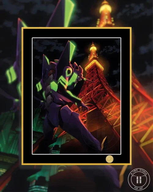 Evangelion Unit-01 under Tokyo Tower Decorative Painting - (EVA) Neon Genesis EVAngelion - H-TWO Studio