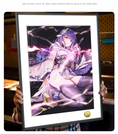 A3 & 4K Size One Slash of No Conception Raiden Shogun Decorative Painting - Genshin Impact Decoration Painting - HuangGua Studio - Image 2